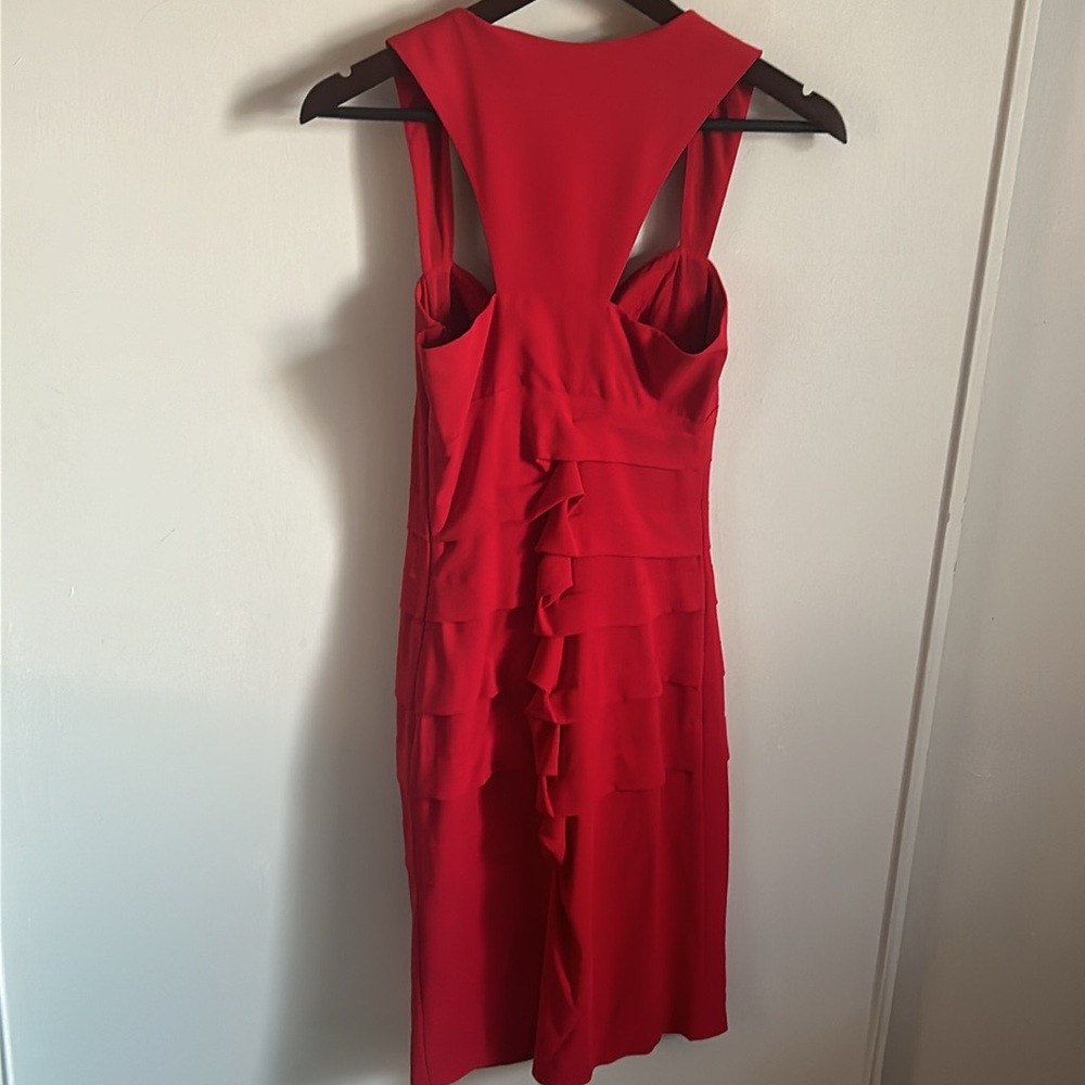 New Nicole Miller Red Silk Ruched Pleated Sleeveless Midi Dress Valentine’s Day - Picture 15 of 16